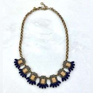 J. Crew Gold and Blue Geometric Necklace